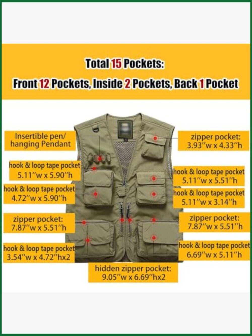 Lightweight Nylon Mesh Outdoor Cargo Vest with 15 Pockets - Picture 4 of 7